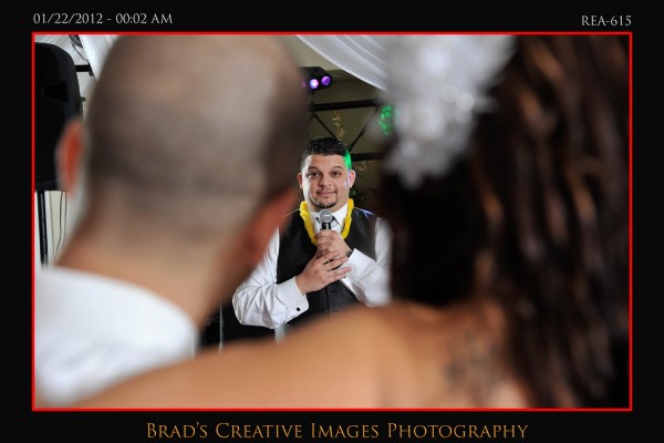 The bride and grooms view of their friends perfromance