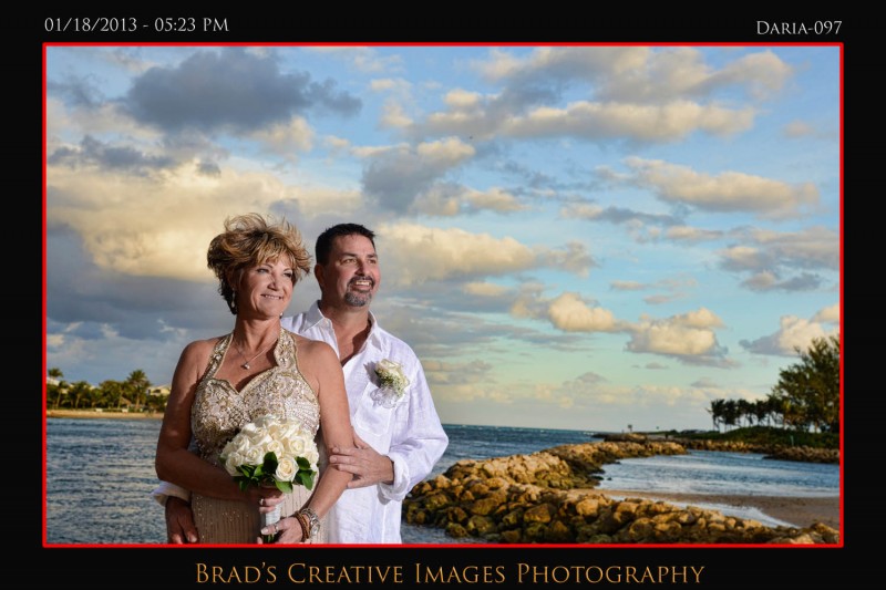 Bride and Groom with the Jupiter Inlet in the background
